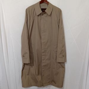 VTG Botany 500 Tan Trench Coat Mens Sz 42 Long Old Money USA Made Hidden Buttons